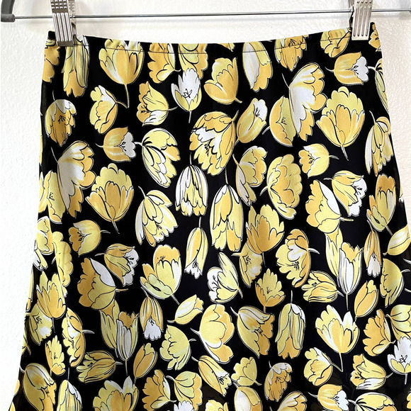 Vintage IN Studio Yellow Floral A Ling Knee Length Skirt Women Size 10P NWOT - Picture 4 of 8